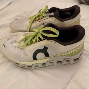 On Running Sneakers in White and Lime Green